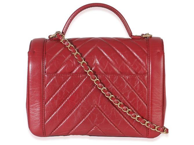 Timeless Bolsa de mão com aba em couro de bezerro vermelho Chanel - vista 2