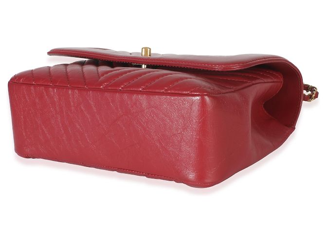 Timeless Bolsa de mão com aba em couro de bezerro vermelho Chanel - vista 6