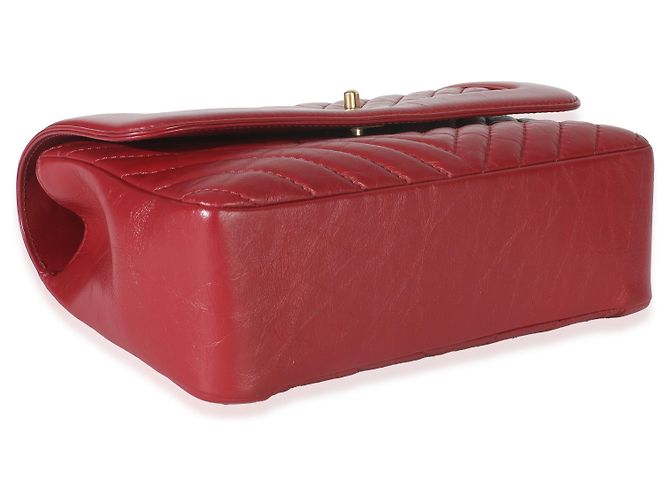 Timeless Bolsa de mão com aba em couro de bezerro vermelho Chanel - vista 7