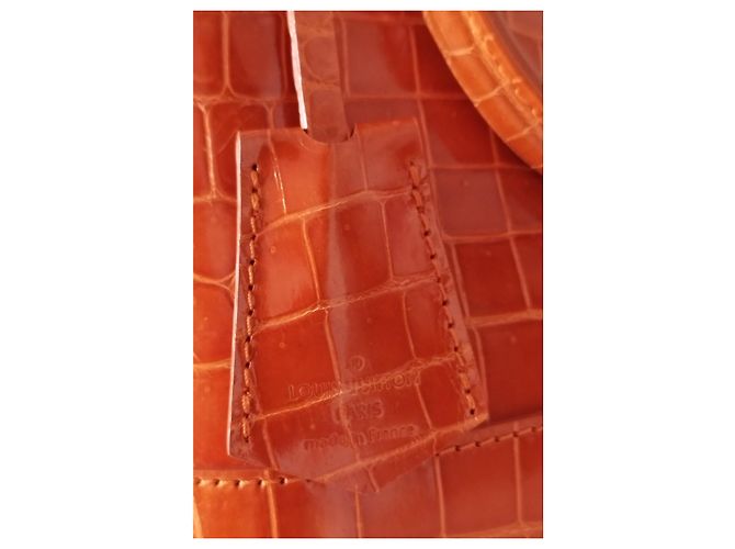 Borsa Louis Vuitton Alma BB in Coccodrillo Arancione - vista 10