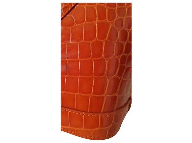 Borsa Louis Vuitton Alma BB in Coccodrillo Arancione - vista 14