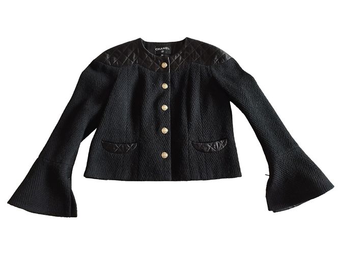 Giacca Chanel nera in lana e seta trapuntata A/I 2020-2021 Nero - vista 3