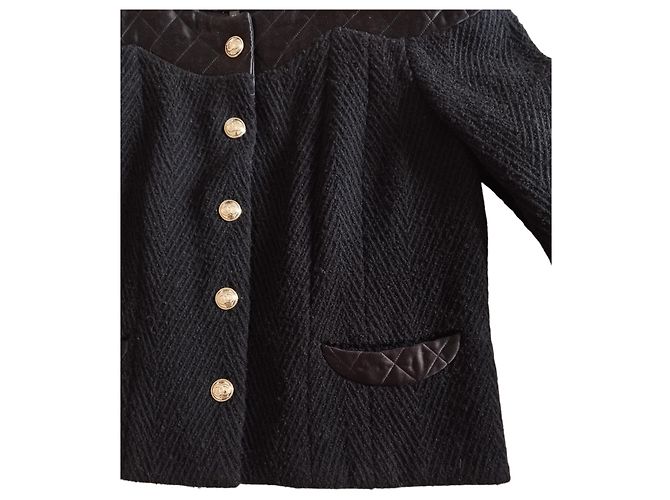 Giacca Chanel nera in lana e seta trapuntata A/I 2020-2021 Nero - vista 5