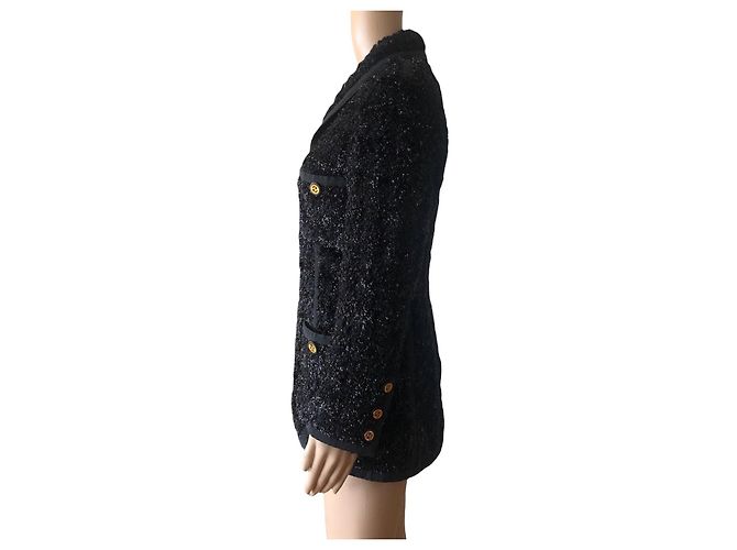 Chaqueta Chanel de lurex negro con botones de logo CC - vista 5