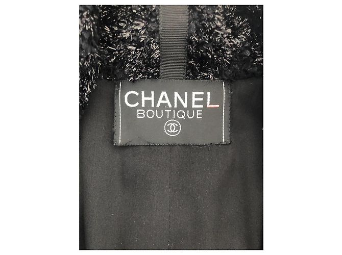 Chaqueta Chanel de lurex negro con botones de logo CC - vista 7