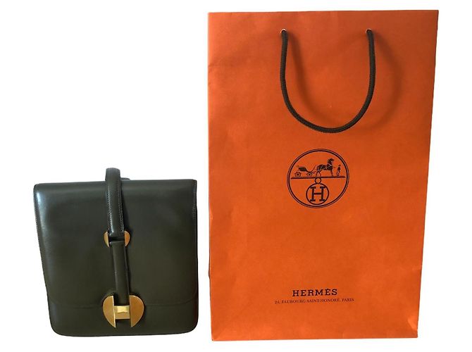Hermès Hermes 2002 Olivgrüne Boxledertasche - Ansicht 11