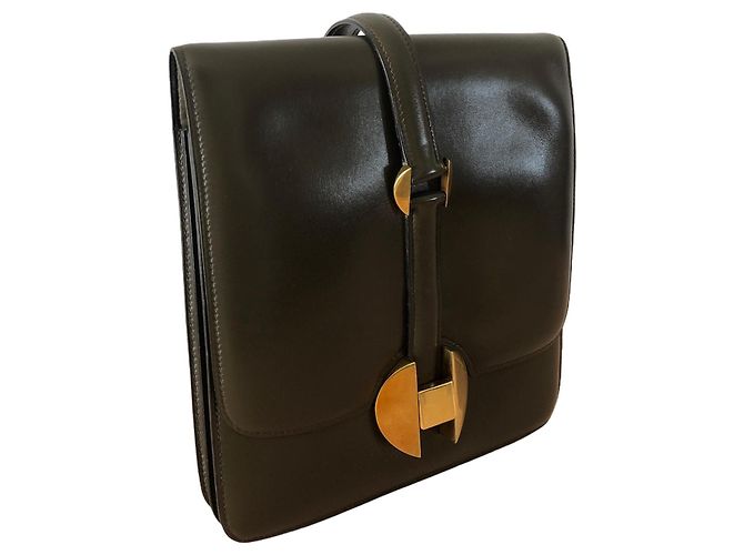 Hermès Hermes 2002 Olivgrüne Boxledertasche - Ansicht 2