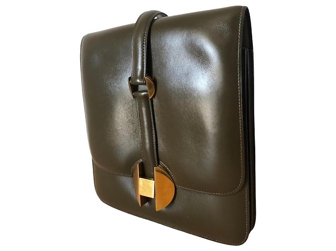Hermès Hermes 2002 Olivgrüne Boxledertasche - Ansicht 3