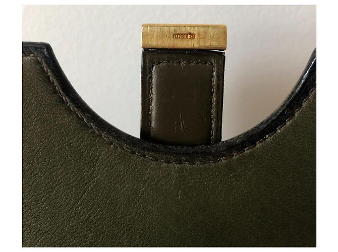 Hermès Hermes 2002 Olivgrüne Boxledertasche - Ansicht 8