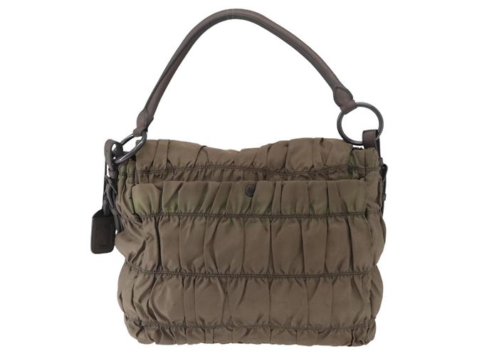 Prada Gaufre Hobo Convertibile Tessuto Grande Marrone - vista 2