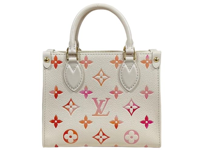 Borsa a Spalla On the Go BB Sunrise Aquarelle di Louis Vuitton Rosa Bianco Arancione - vista 3