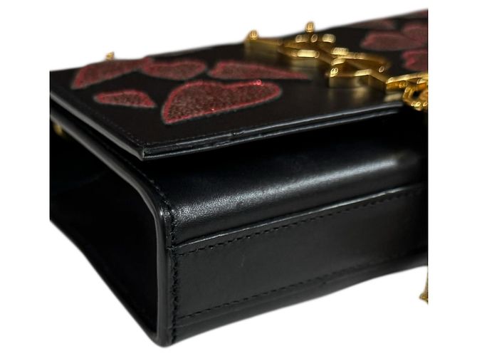 Borsa a Spalla in Pelle Saint Laurent Nero Rosso - vista 10