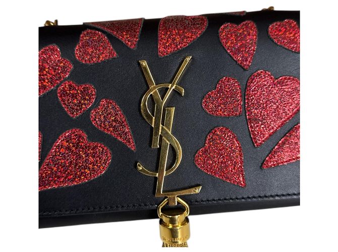 Borsa a Spalla in Pelle Saint Laurent Nero Rosso - vista 11