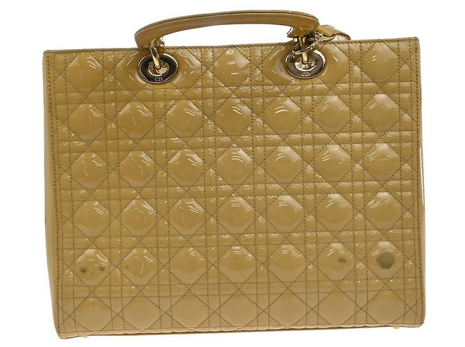 Christian Dior Lady Dior Cannage Quilt Patent Medium Giallo - vista 2