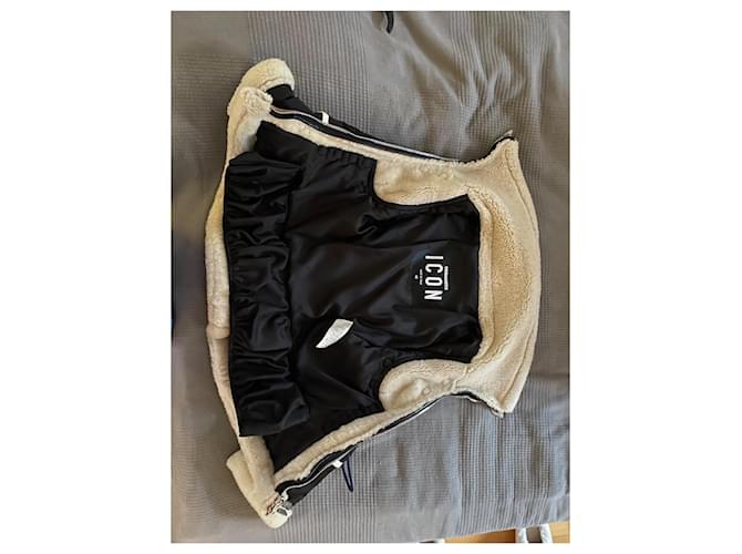 DSQUARED2 ICON Lederjacke mit Fell Braun Schwarz Beige Kamel - Ansicht 12