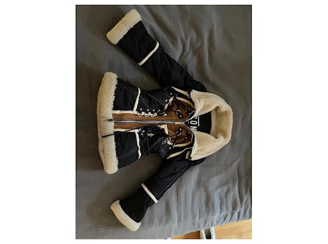 DSQUARED2 ICON Lederjacke mit Fell Braun Schwarz Beige Kamel - Ansicht 5