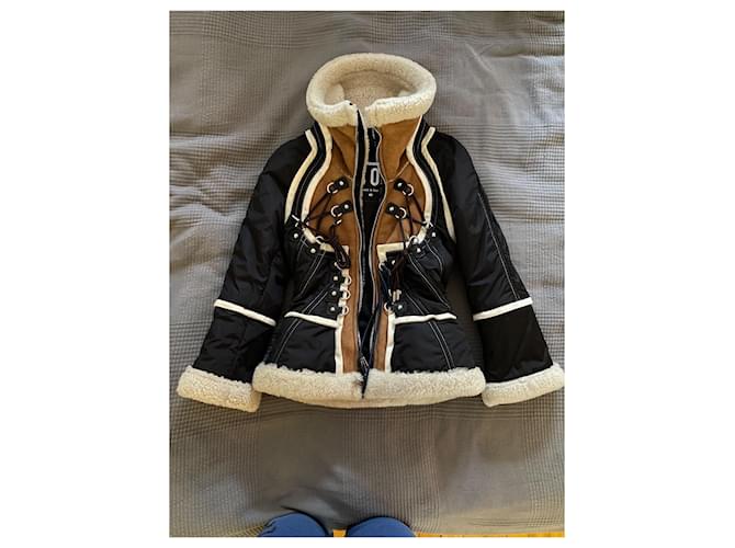 DSQUARED2 ICON Lederjacke mit Fell Braun Schwarz Beige Kamel - Ansicht 9