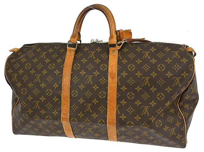 Borsa Keepall Louis Vuitton in tela Monogram 55 Marrone - vista 2