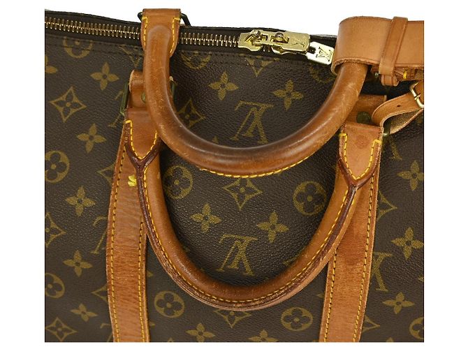 Borsa Keepall Louis Vuitton in tela Monogram 55 Marrone - vista 6
