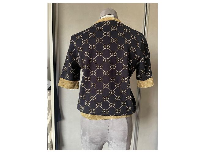 Pull Gucci Monogramme Doré et Noir - vue 2