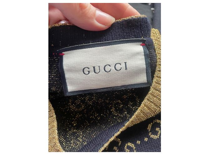 Pull Gucci Monogramme Doré et Noir - vue 3