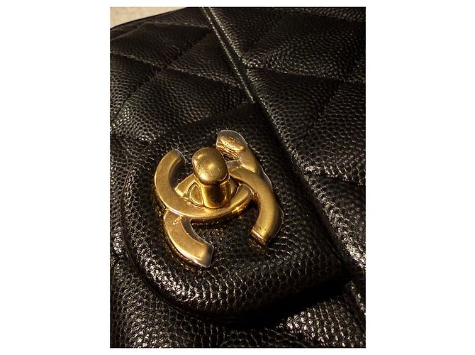 Timeless Chanel Mini Flap Bag in vitello grana nero con finiture oro - vista 6