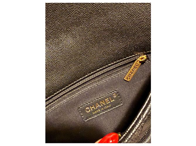 Timeless Chanel Mini Flap Bag in vitello grana nero con finiture oro - vista 8