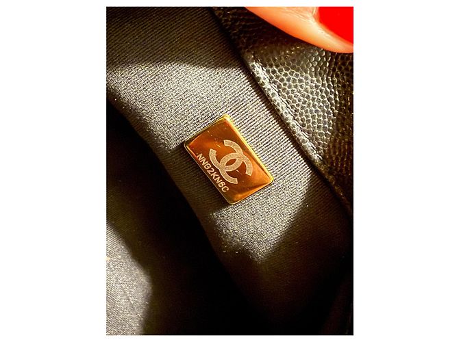Timeless Chanel Mini Flap Bag in vitello grana nero con finiture oro - vista 9