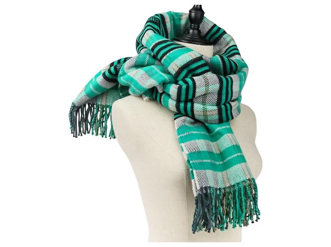 Hermès Cashmere Tartan Check Schal in Grün - Ansicht 2