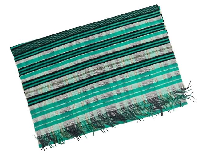 Hermès Cashmere Tartan Check Schal in Grün - Ansicht 4