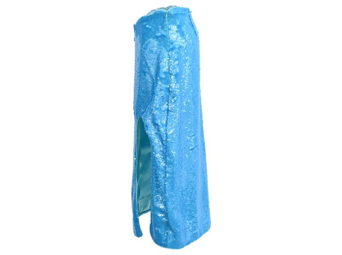 Ganni Midirock aus blauer Polyester mit Pailletten und Schlitz - Ansicht 2