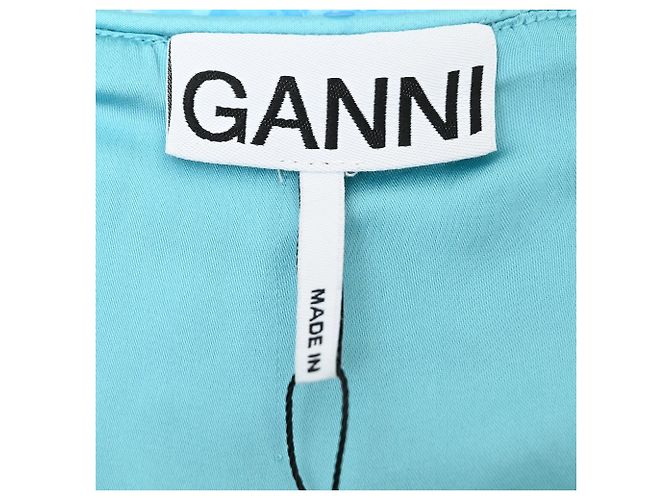 Ganni Midirock aus blauer Polyester mit Pailletten und Schlitz - Ansicht 4