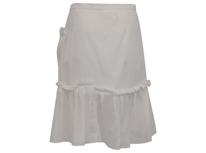 Falda Mini Rizada Valentino Garavani en Algodón Blanco Crudo - vista 3
