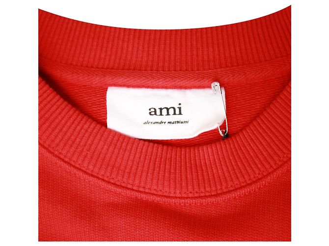 AMI PARIS Logo-Appliquéd Jersey Sweatshirt in Red Cotton - view 4