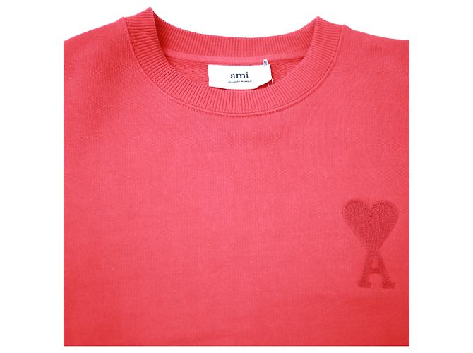 AMI PARIS Logo-Appliquéd Jersey Sweatshirt in Red Cotton - view 5