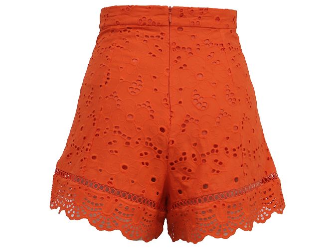 Shorts a vita alta in cotone arancione con occhielli Zimmermann - vista 3