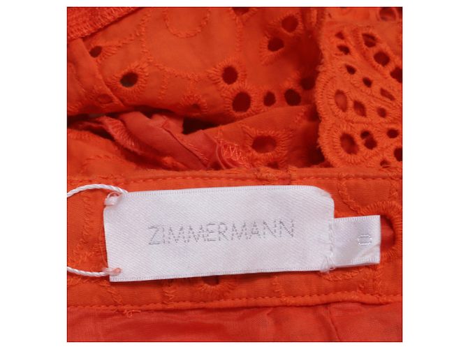 Shorts a vita alta in cotone arancione con occhielli Zimmermann - vista 4