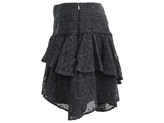 Falda mini de encaje en capas Iro Tale en algodón negro - vista 2