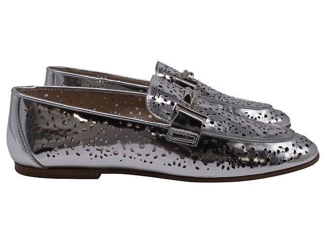 Mocassini perforati Tod's in pelle metallica Argento Metallico - vista 11