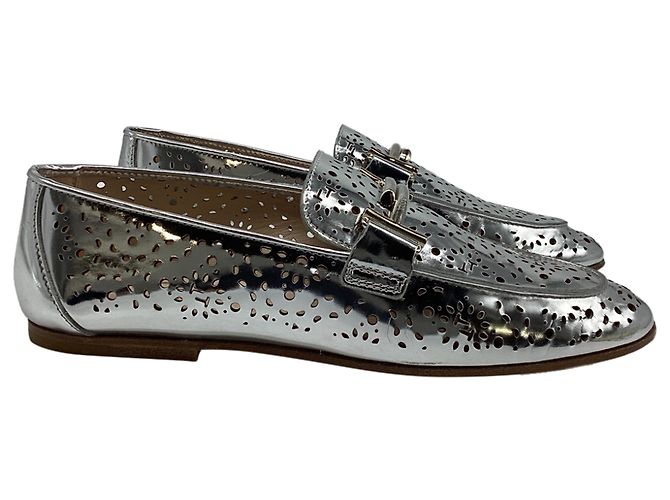 Mocassini perforati Tod's in pelle metallica Argento Metallico - vista 12