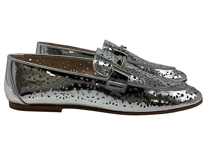 Mocassini perforati Tod's in pelle metallica Argento Metallico - vista 13