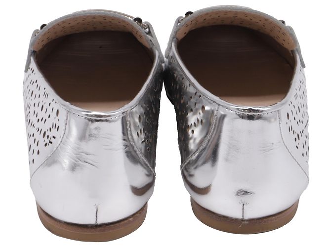 Mocassini perforati Tod's in pelle metallica Argento Metallico - vista 5