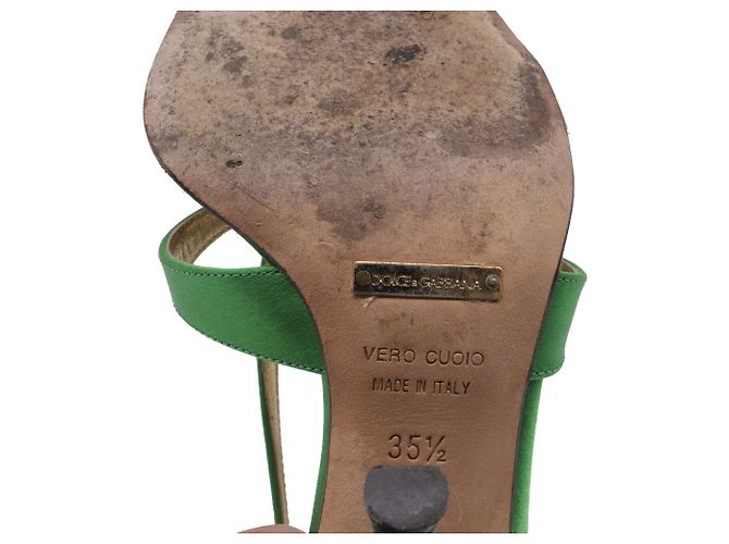 Sandali con cinturini Dolce & Gabbana in raso verde - vista 11