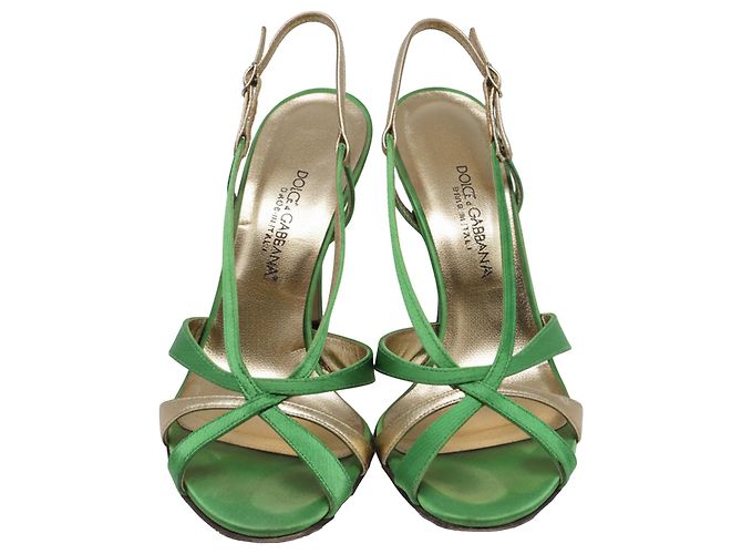 Sandali con cinturini Dolce & Gabbana in raso verde - vista 2