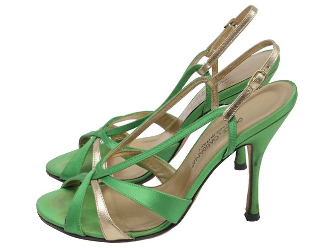 Sandali con cinturini Dolce & Gabbana in raso verde - vista 4