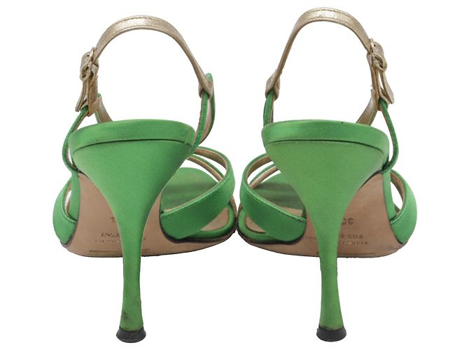 Sandali con cinturini Dolce & Gabbana in raso verde - vista 5