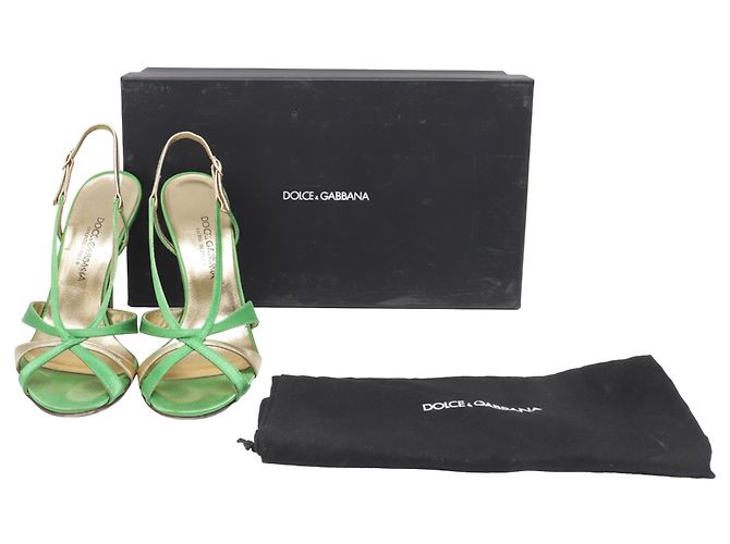 Sandali con cinturini Dolce & Gabbana in raso verde - vista 7