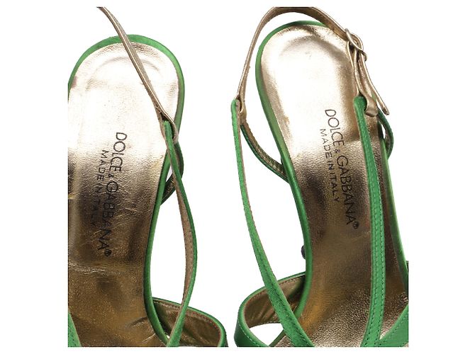 Sandali con cinturini Dolce & Gabbana in raso verde - vista 8