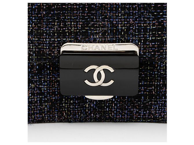 Gabrielle Borsa Beauty Lock in pelle di agnello tweed di Chanel Nero - vista 9