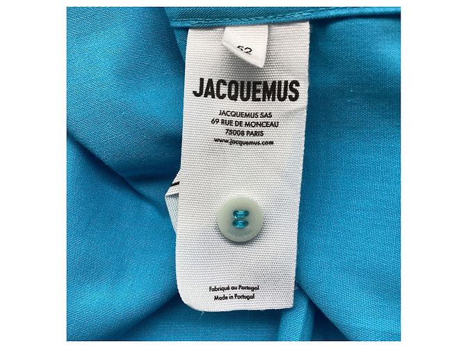 Chemise cropped à boutons La Casa de Jacquemus en polyester bleu - vue 7